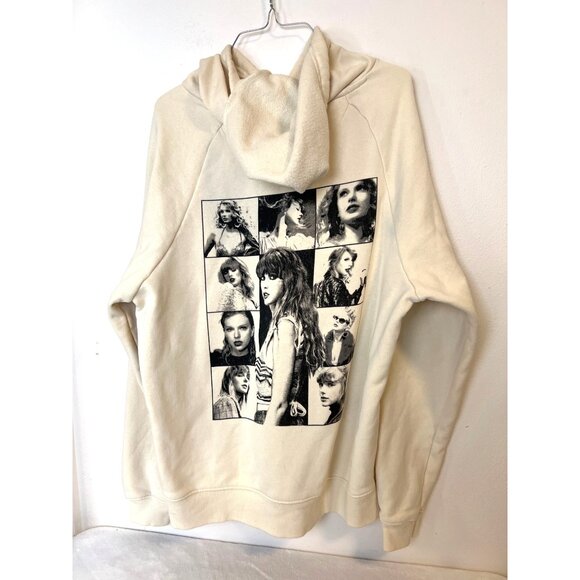 Taylor Swift | The Eras Tour Cream Hoodie Sweatshirt - Black Print Small - Picture 2 of 7